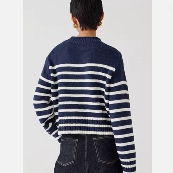 J CREW Rollneck™ Cotton Knit sweater in stripe BV396 Extra Small Navy & White - Picture 2 of 7